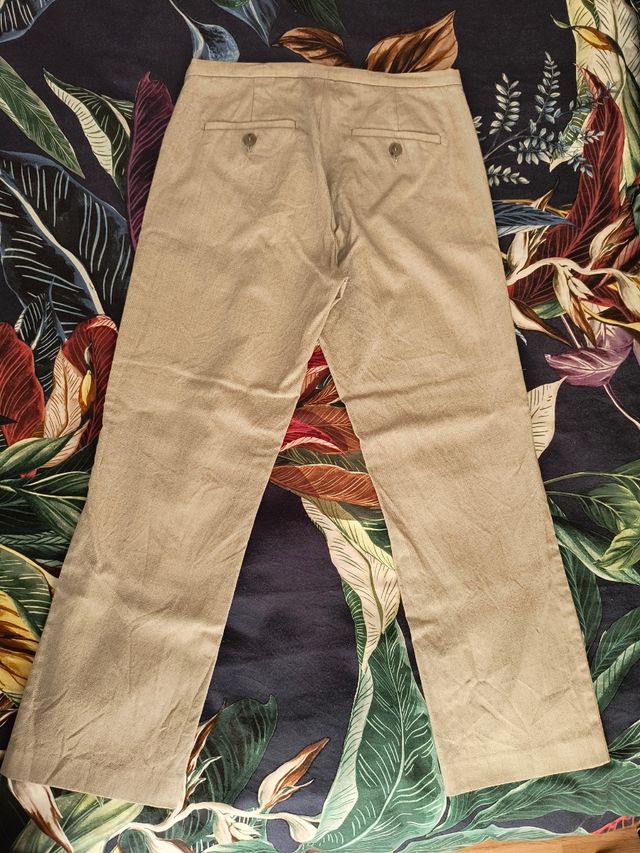 Max Mara Pantalón recto jaspeado beige