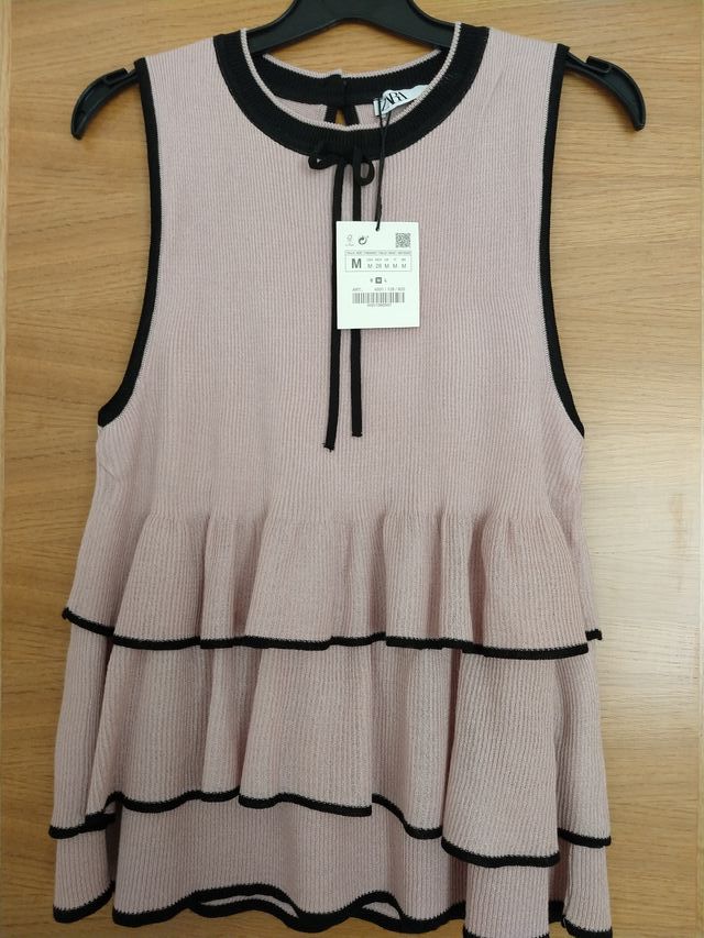 Zara Top punto rosa palo
