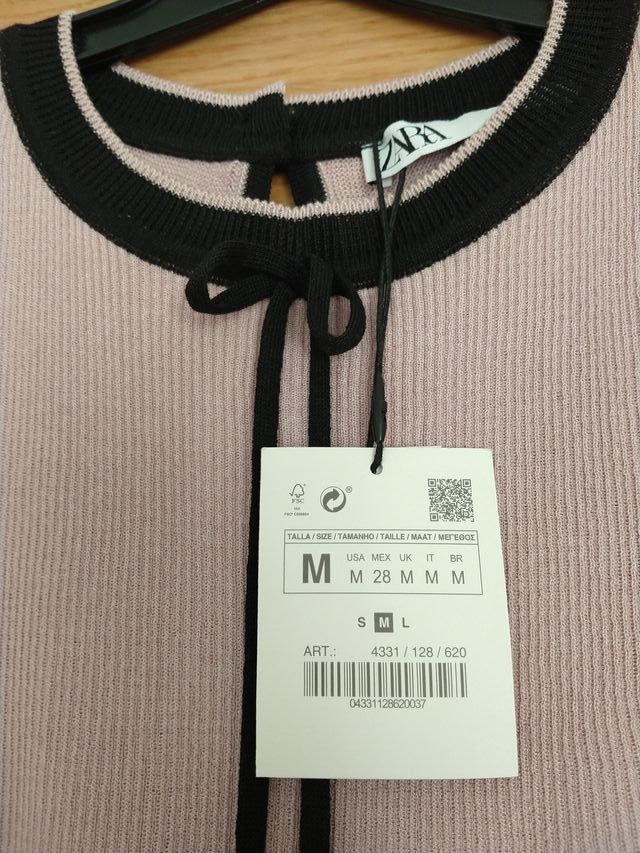 Zara Top punto rosa palo
