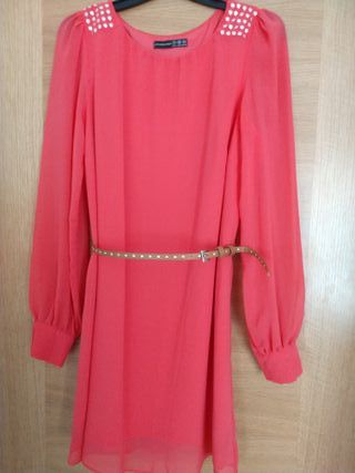 Primark Vestido Rosa fucsia con cinturón