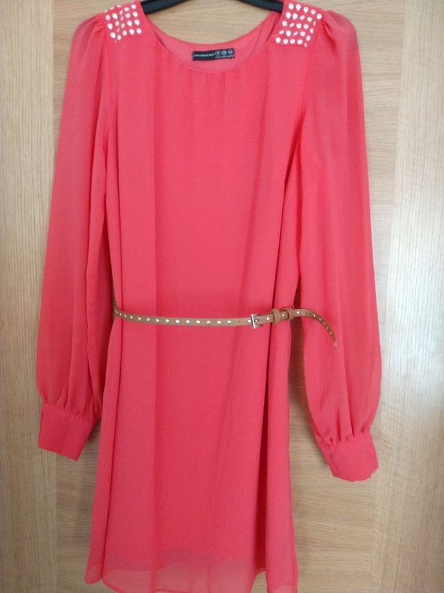 Primark Vestido Rosa fucsia con cinturón