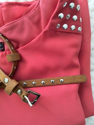 Primark Vestido Rosa fucsia con cinturón