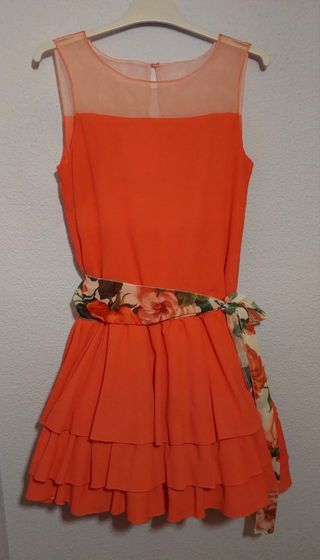 Vestido juvenil corto para ceremonias  color coral