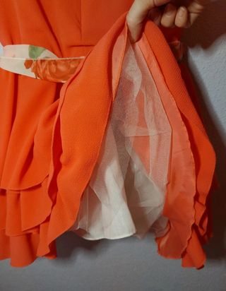 Vestido juvenil corto para ceremonias  color coral