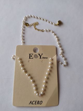 Gargantilla de perlas y acero