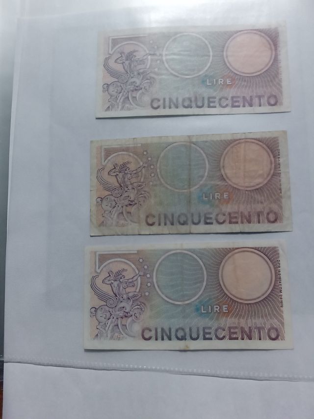 ITALIA, 5 BILLETES DIFERENTES DE 500 LIRAS 1966-79