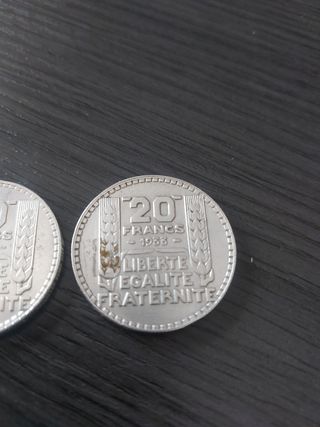 2 monedas Plata 20 francos 1933/1934