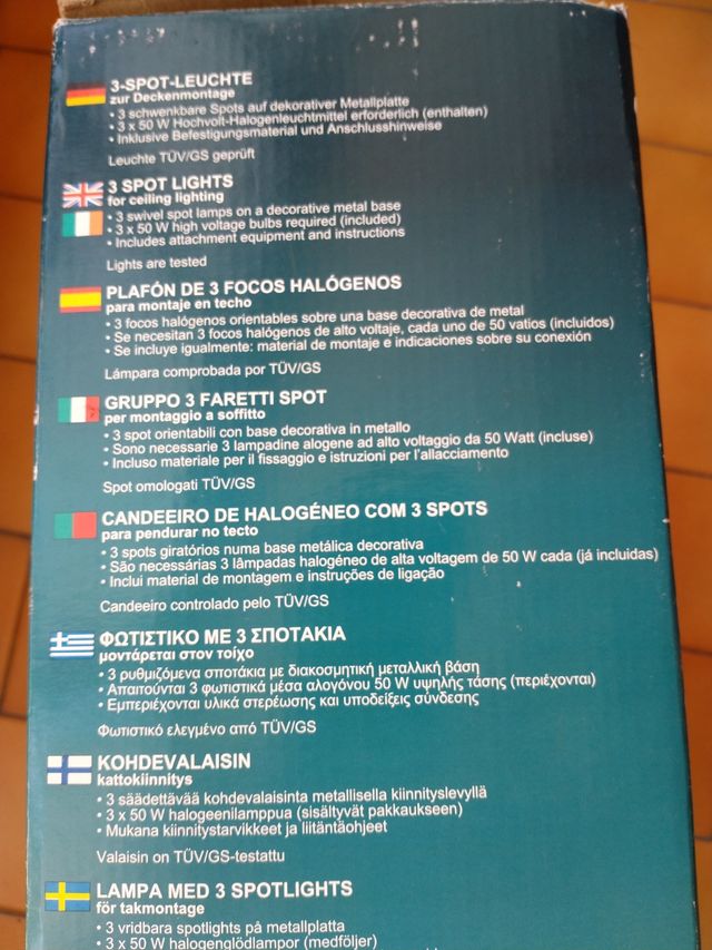 Lampara techo 3 focos metal. Nueva