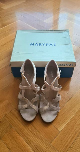 Zapatos Vestir. Salón.Tacón Medio.Beige.Como Nuevo