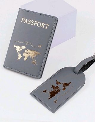 Funda y etiqueta para pasaporte tarjetero cartera