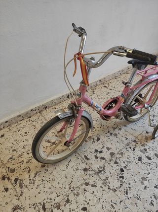 Bicicleta antigua niña bh rosa 