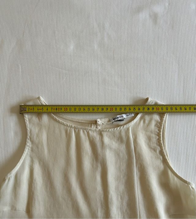 Camisa sin mangas, color crema, talla XS, Mango