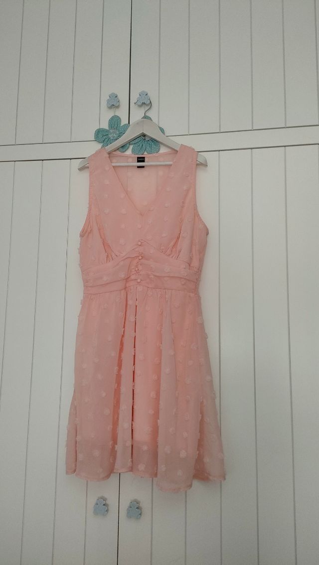 Vestido corto rosa palo