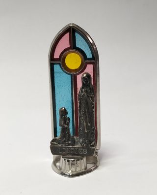 Virgen de Lourdes plateada 