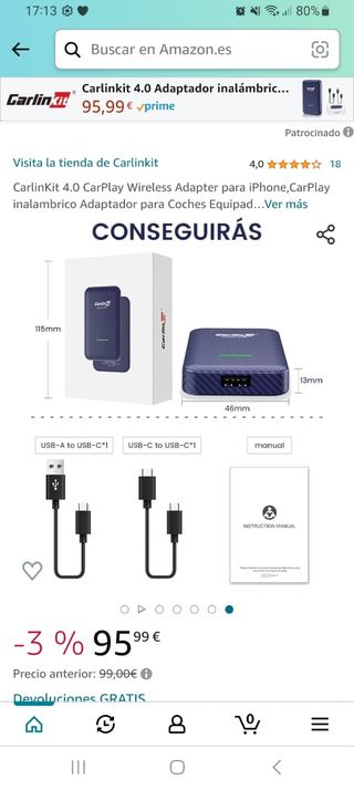 ADAPPTADOR INALAMBRICO COCHES CARPLAY