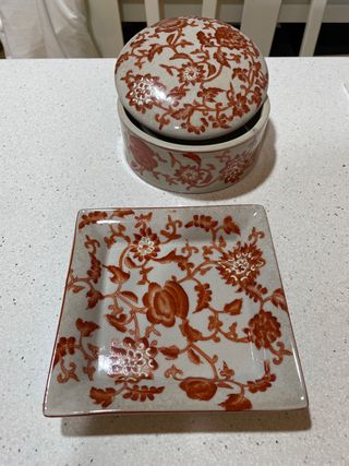 caja y plato ceramica