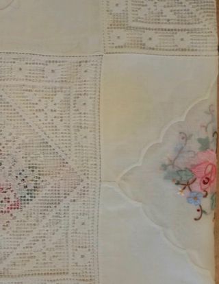 Coperta Lino ricamato e merletto è organza