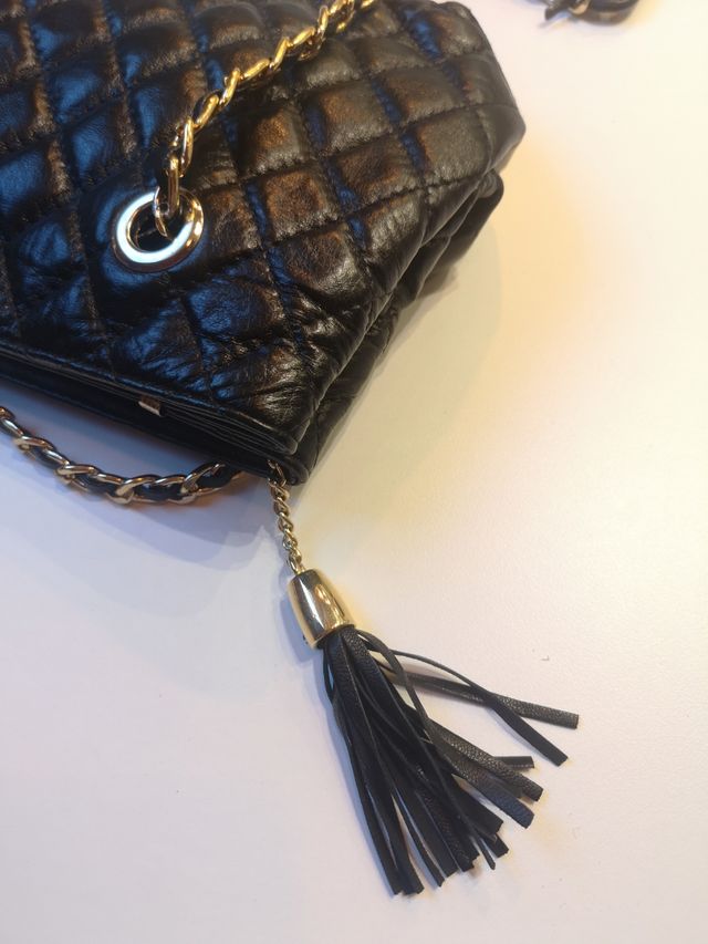 Tracolla ecopelle nera