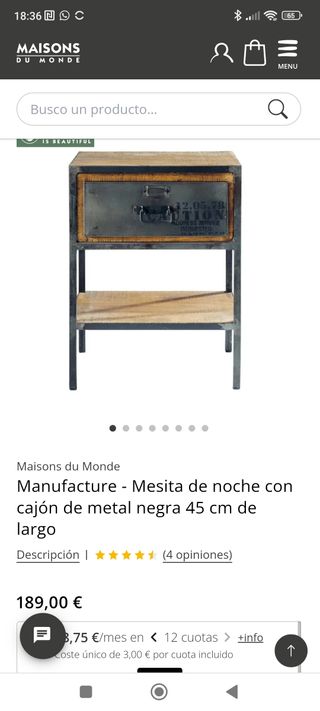 Comodino di manifattura Maison du Monde