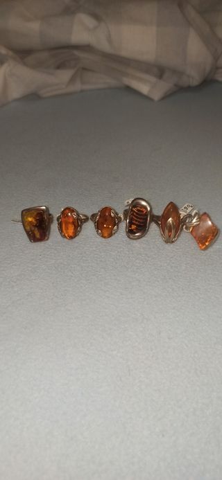 Anillos de plata 925 piedra ambar