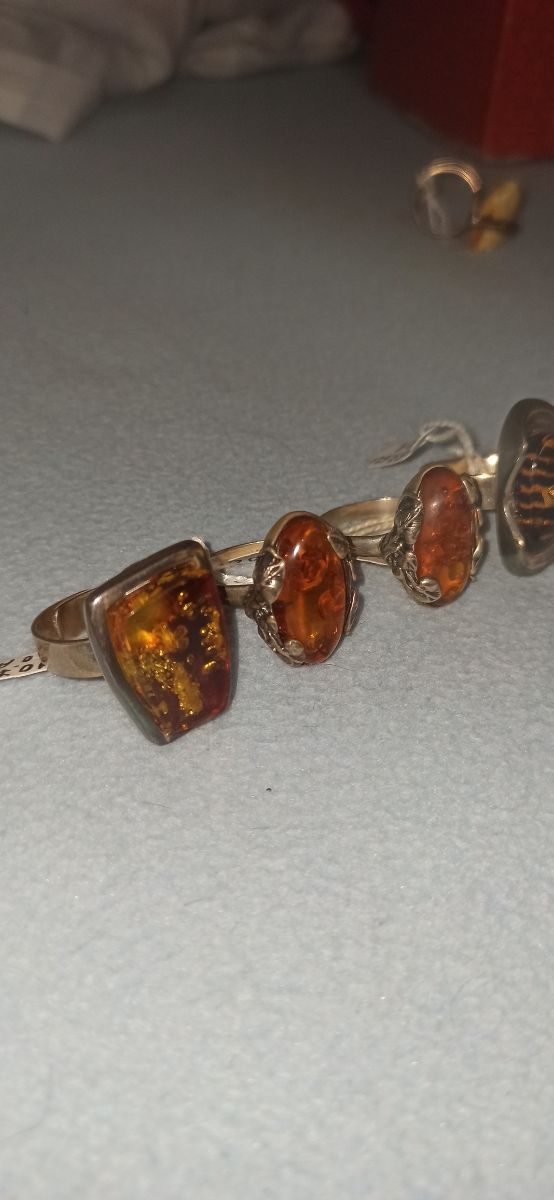 Anillos de plata 925 piedra ambar