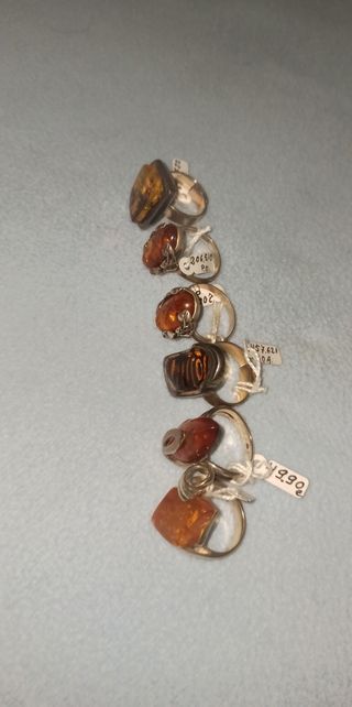 Anillos de plata 925 piedra ambar
