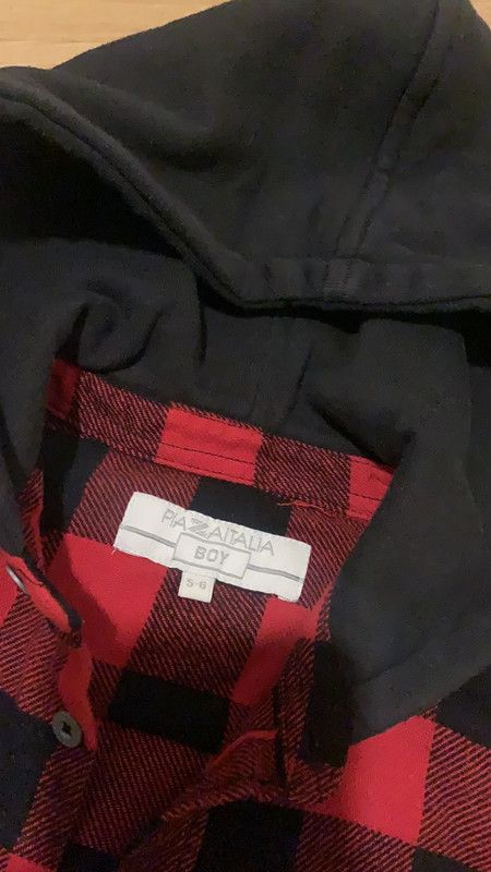 Camicia manica lunga Bambino Quadri rosso/nero