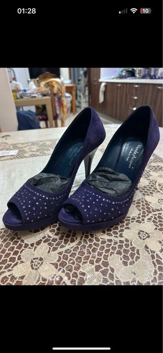 tacchi viola con strass