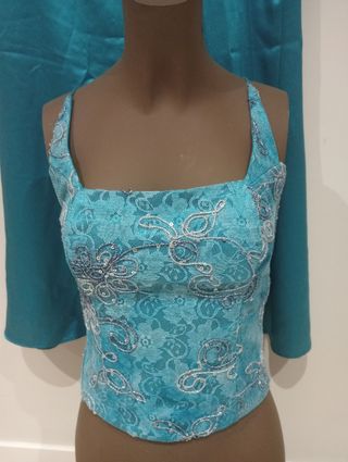 Vestido fiesta corsé azul S Luisa Jaró
