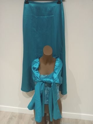 Vestido fiesta corsé azul S Luisa Jaró