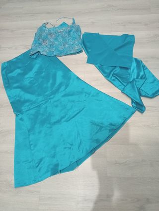 Vestido fiesta corsé azul S Luisa Jaró