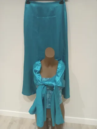 Vestido fiesta corsé azul S Luisa Jaró