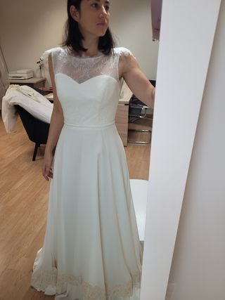 Vestido de novia de gasa talla 36
