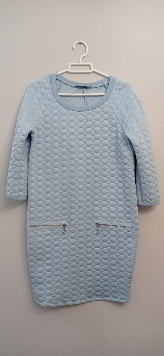 Vestido mini azul drapeado