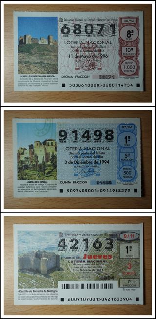 CASTILLOS DE ESPAÑA décimos de la lotería nacional