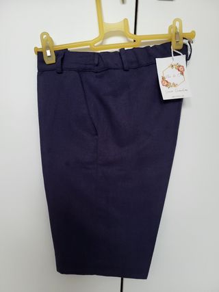 Traje de comunión marinero en lino + zapatos ante