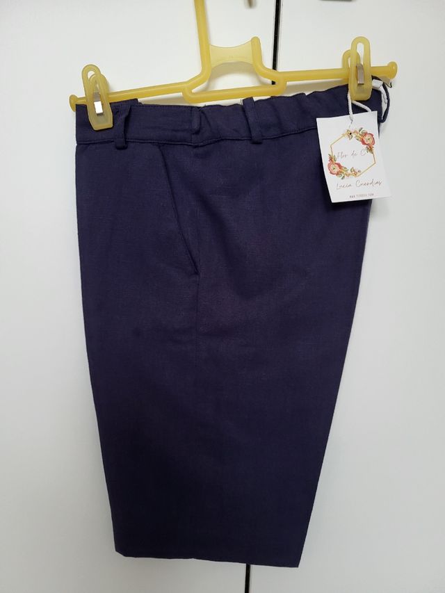 Traje de comunión marinero en lino + zapatos ante