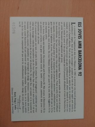 Postal Preolímpica JJOO 92