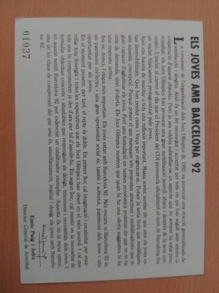 Postal Preolímpica JJOO 92