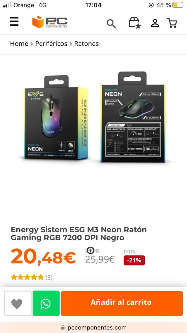Energy Sistem ESG M3 Ratón Gaming