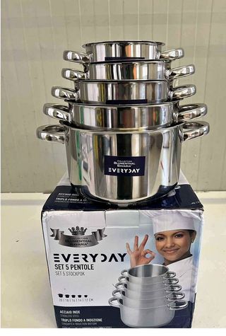 Batteria Bavaria 5 pezzi Acciaio Inox Pentole Comp