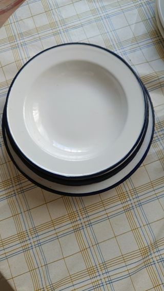 Lote 9 platos acero esmaltado