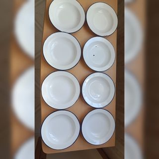 Lote 9 platos acero esmaltado