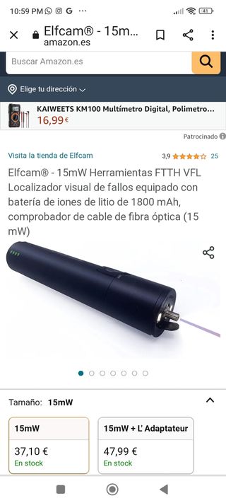 Localizador fallos fibra optica