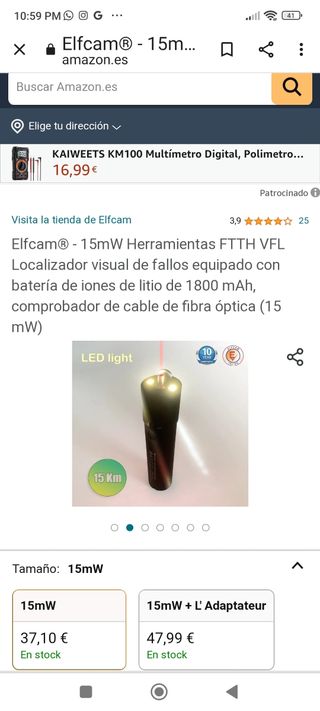 Localizador fallos fibra optica
