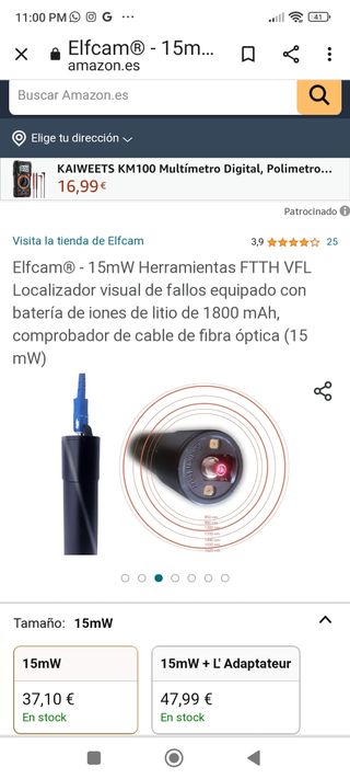 Localizador fallos fibra optica