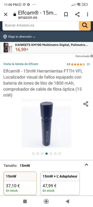 Localizador fallos fibra optica