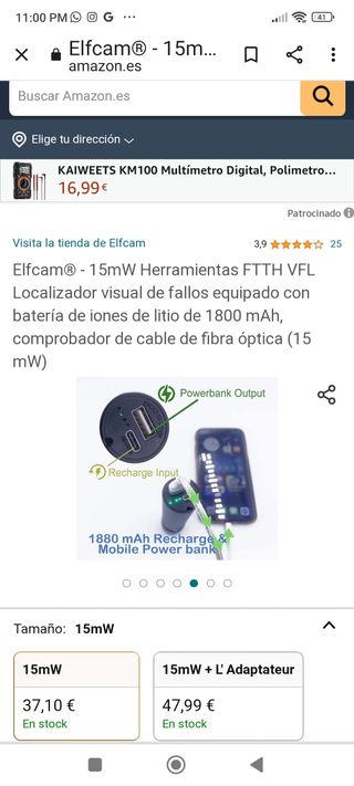 Localizador fallos fibra optica