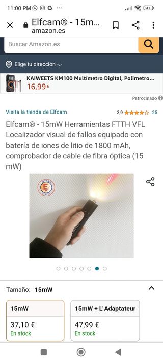 Localizador fallos fibra optica
