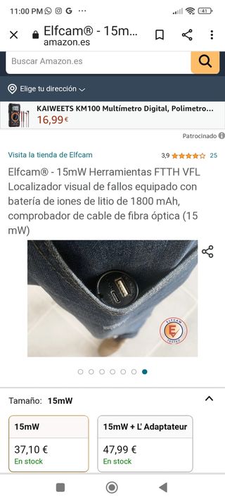 Localizador fallos fibra optica